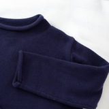 Rollneck Cotton Sweater in Navy