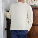 Rollneck Cotton Sweater in Ivory