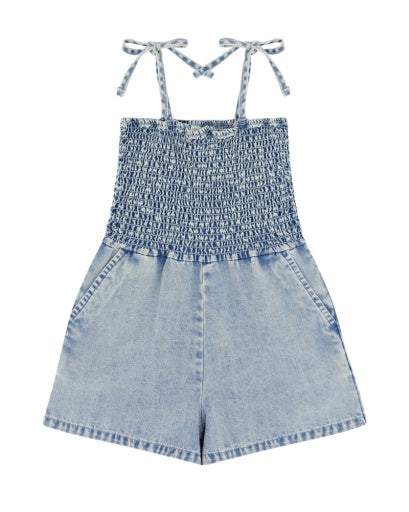 Brunch Club Romper in Washed Indigo