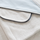 Diamond Baby Towel + Wash Set in Light Blue/Navy
