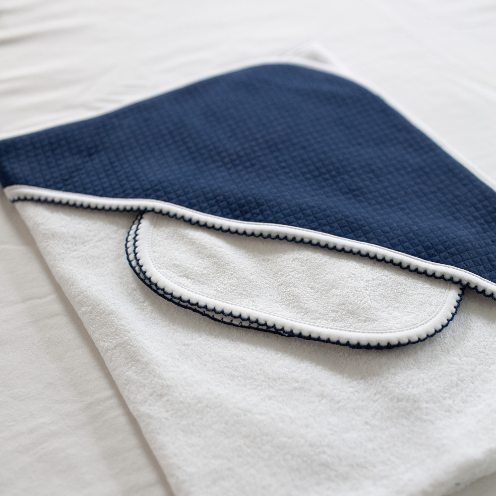 Diamond Baby Towel + Wash Set in Navy