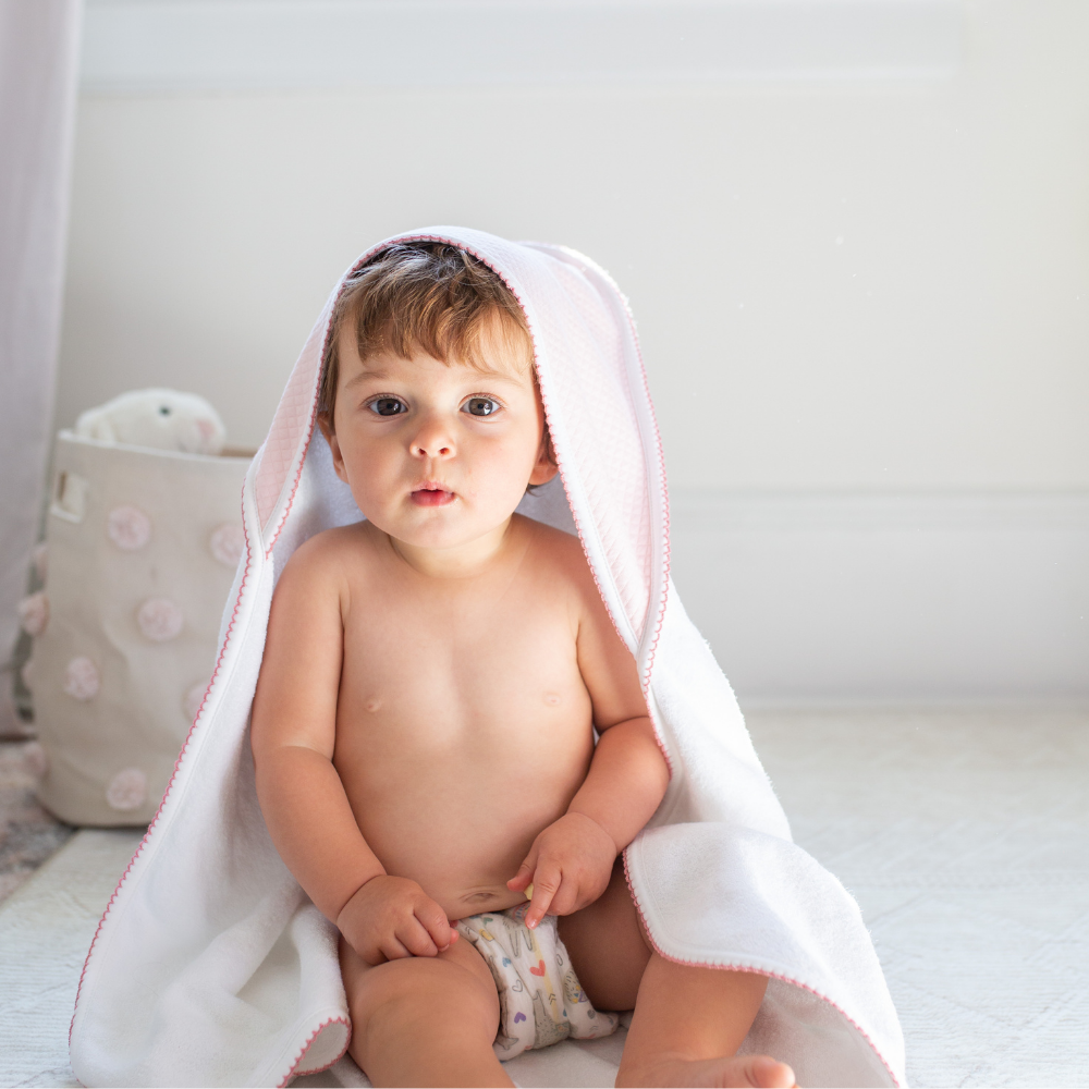 Diamond Baby Towel + Wash Set in Pink/Rosewood