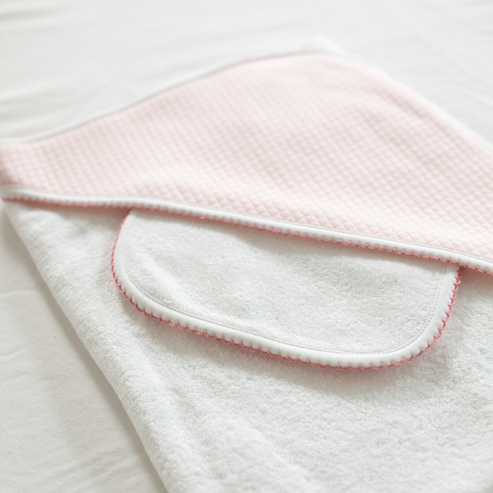 Diamond Baby Towel + Wash Set in Pink/Rosewood