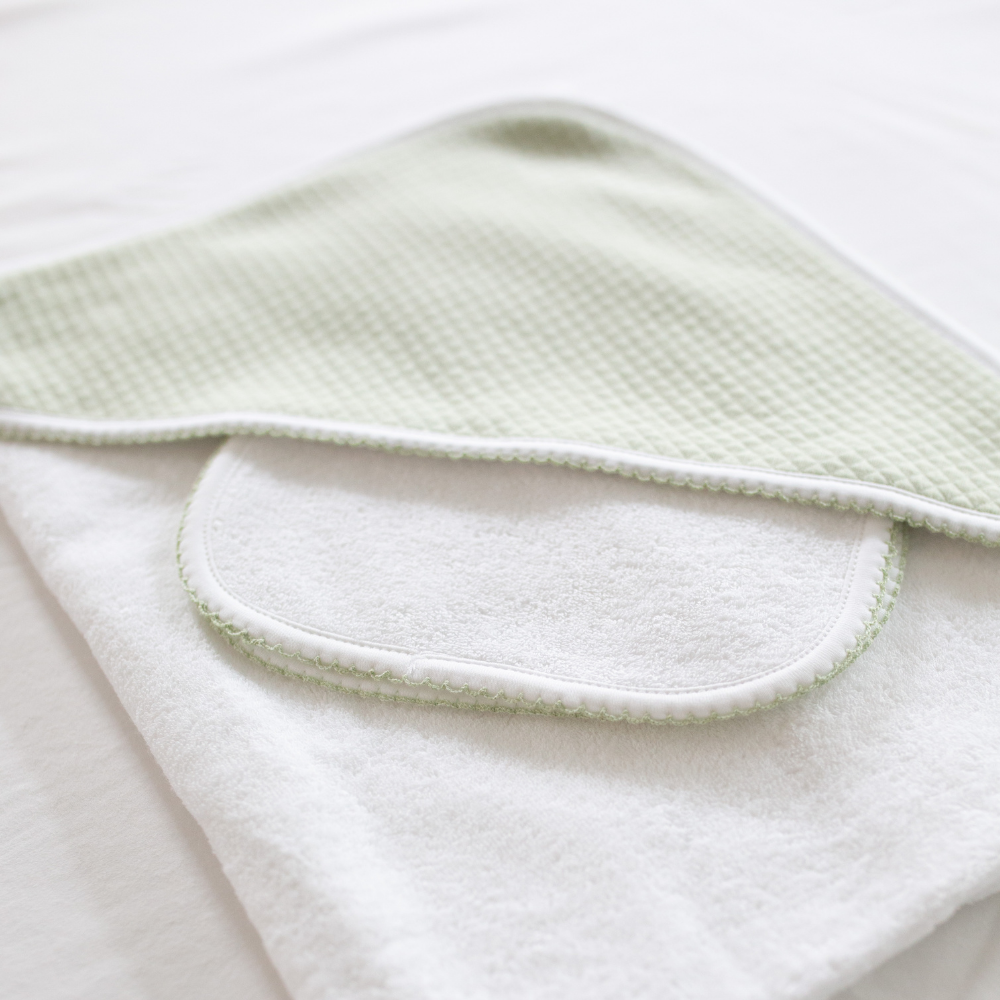 Diamond Baby Towel + Wash Set in Pistachio