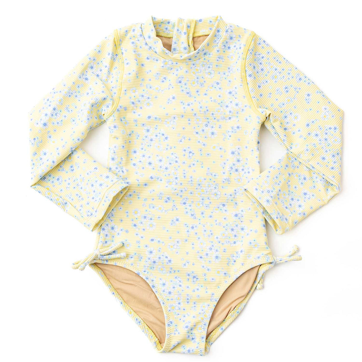 Ribbed Long Sleeve One Piece in Butter Blooms