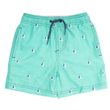 H2O Appearing Embroidered Trunks - Green Sails