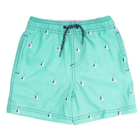 H2O Appearing Embroidered Trunks - Green Sails