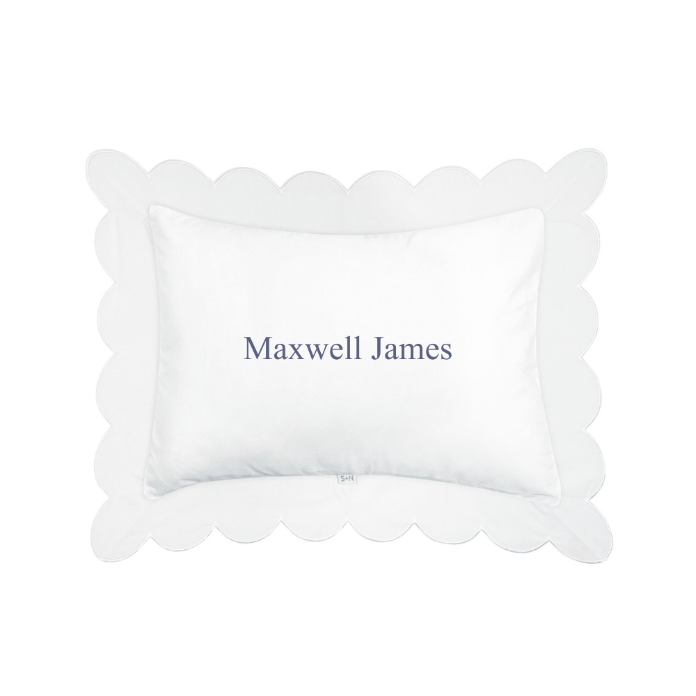 Scalloped Trim Pillow in White