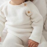 Baby Cozy Knit Romper in Ivory