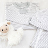 Grey stripe layette set