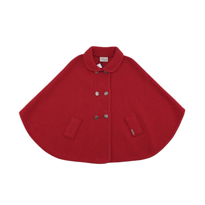 Double Breasted Wool Cape in Red