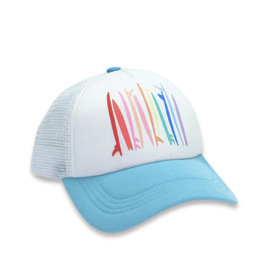 Rainbow Surf Trucker Hat in Blue Grotto