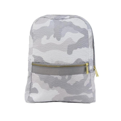 grey seersucker backpack