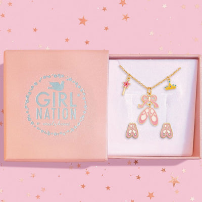 Whimsy Necklace & Earring Gift Set - Ballet Shoes