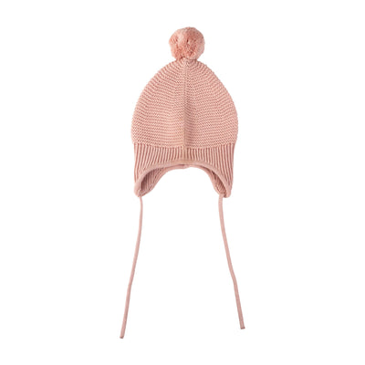 Organic Bristol Knit Pom Pom Hat in Pink Pearl