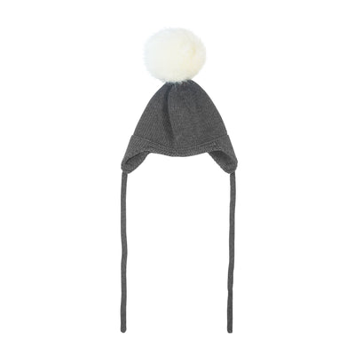 grey pom. hat