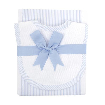 blue bib burp cloth set