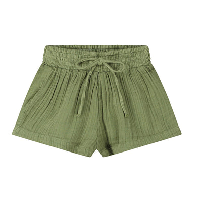 Woodstock Shorts in Olive Distressed Gauze