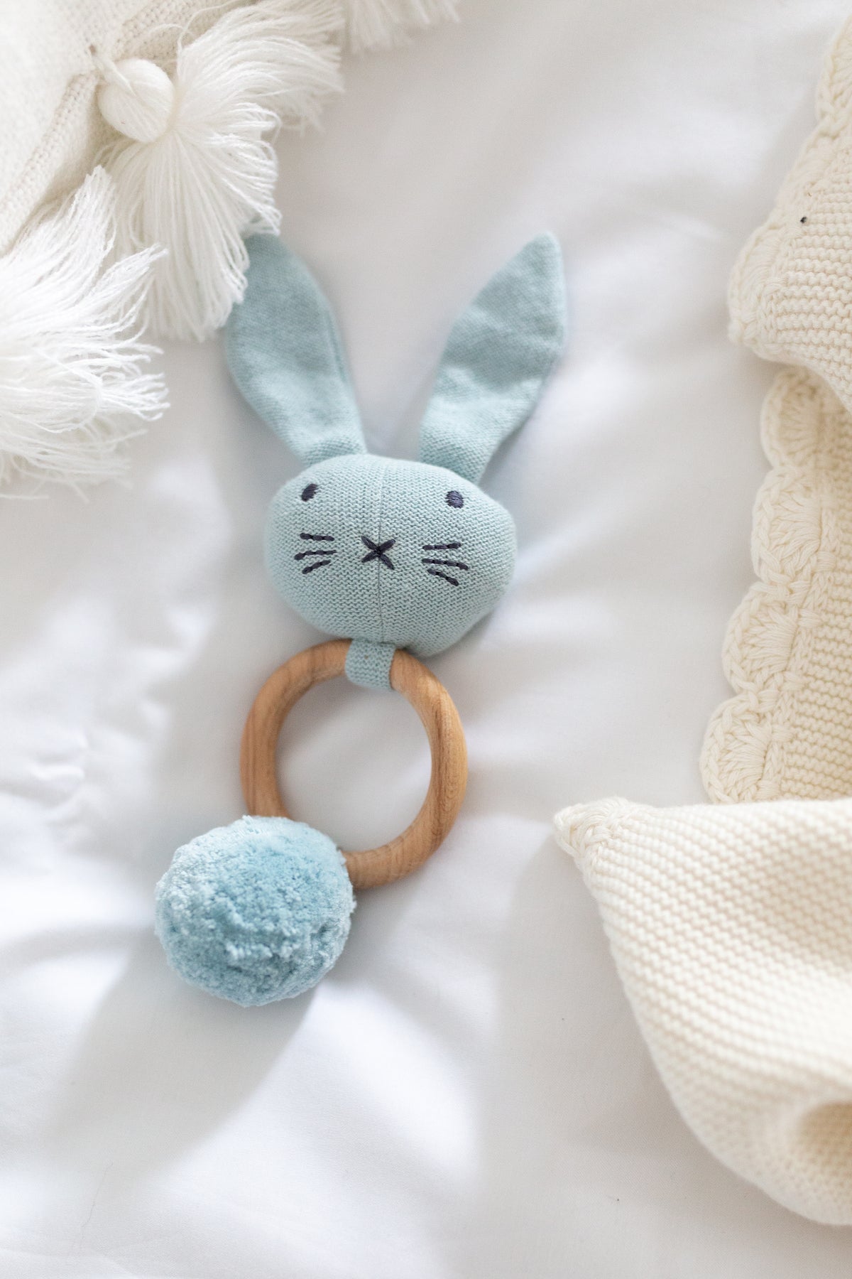 Organic Baby Toy - Rattle  Blue Bunny – vincentandvivi