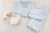 Light blue stripe layette set