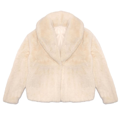 ivory faux fur coat