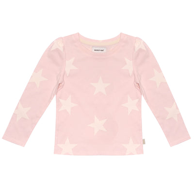 pink shirt with ivory stars