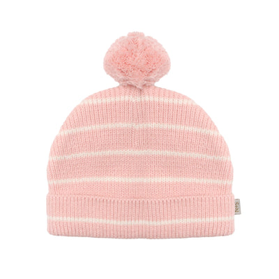 pink striped winter hat
