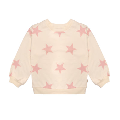 ivory sweatshirt with pink stars