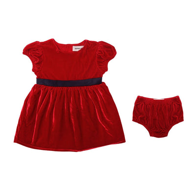 red velvet dress set with blooomer