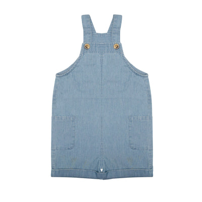 boys shorts overalls in chambray