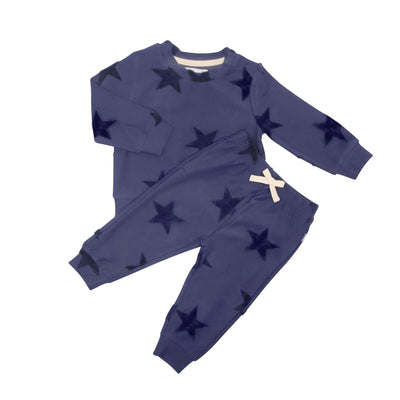 navy sweatsuit with stars