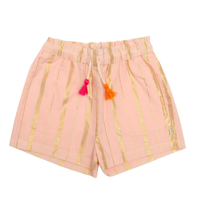 pink short with gold stripe