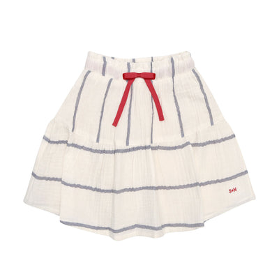 navy striped skirt