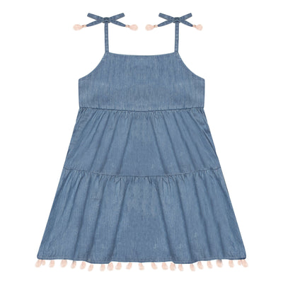chambray dress with tassles