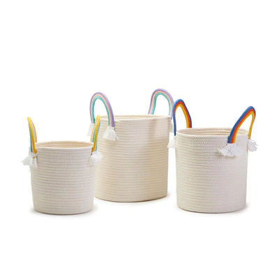 three rope baskets