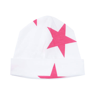 pink bold star baby hat