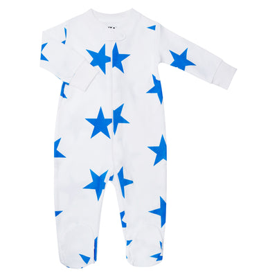 blue star zipper romper