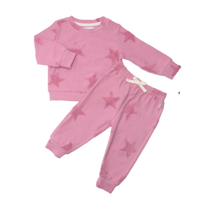 pink  sweatsuit set with stars