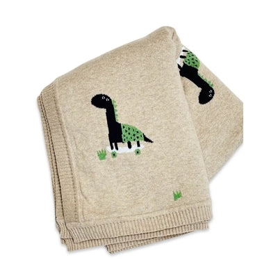 Skater Dino Organic Jacquard Sweater Knit Blanket