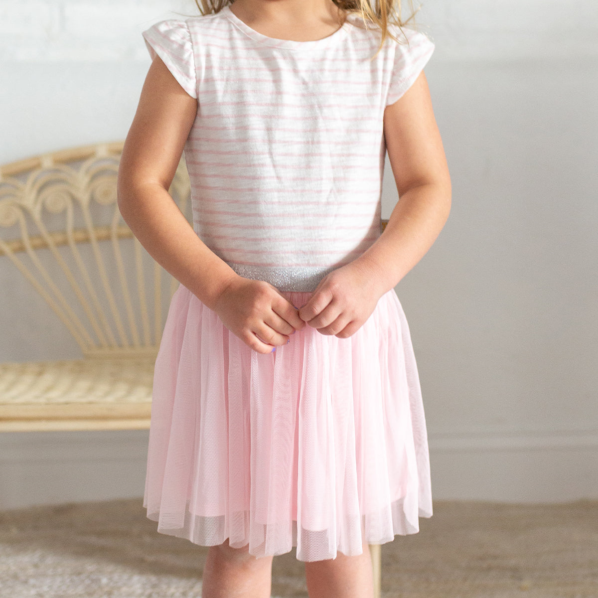 Molly Tulle Dress in Pink Stripe - Sammy + Nat