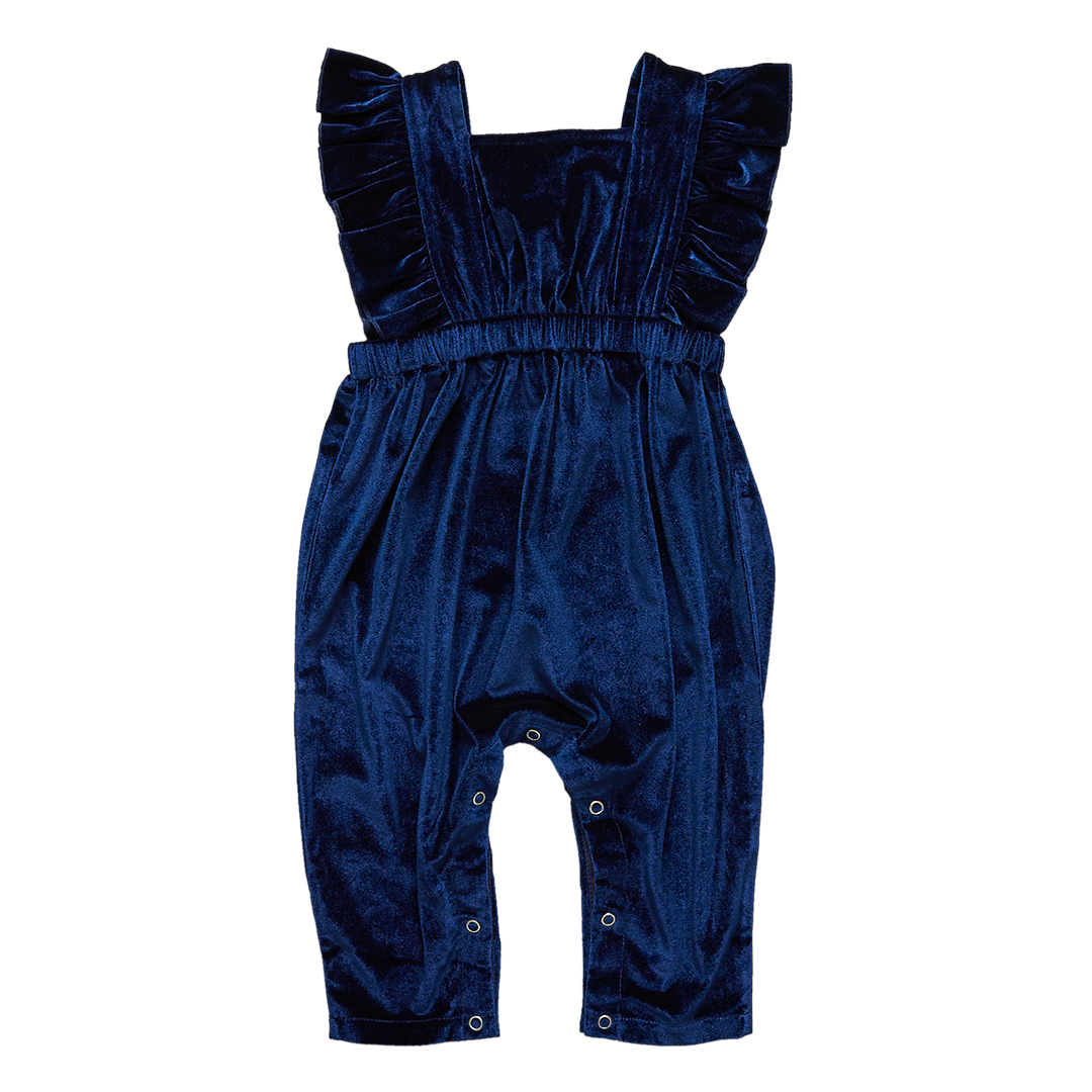 Baby June Jumpsuit Navy Velour Pink Chicken Sammy+Nat store