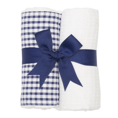 Gingham Check Burp Cloth Set in Navy