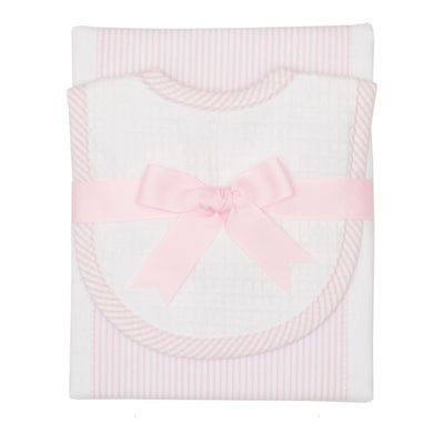 pink bib and burp cloth set