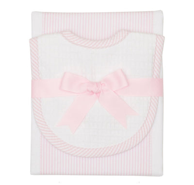 pink bib and burp cloth set