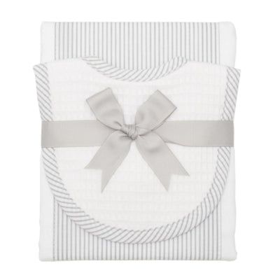 grey bib and burp cloth set