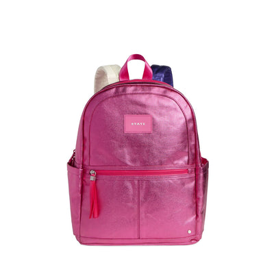 Kane Kids Double Pocket Backpack in Metallic Hot Pink Multi