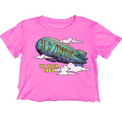 Led Zepplin Not Quite Crop Short Sleeve Tee in Electric Pink