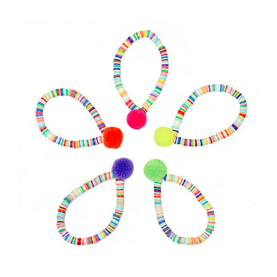 Stretch Neon Pom Pom Bracelets
