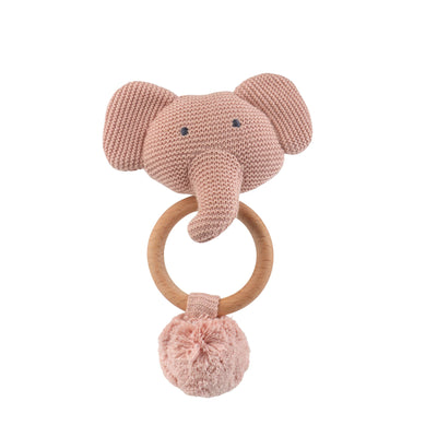 Organic Elephant Rattle in Pink Pearl