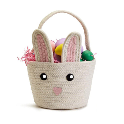 Hand-Crafted Bunny Basket in White